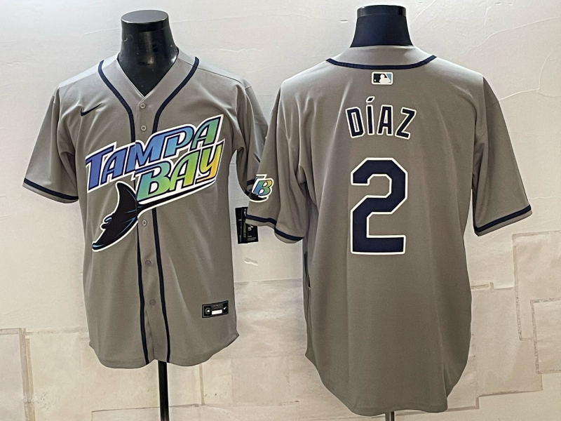 Men's Tampa Bay Rays Yandy Diaz #2 Gray Replica Jersey