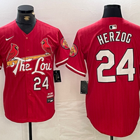 Men's St. Louis Cardinals Whitey Herzog #24 Red 2024 City Connect Limited Player Jersey1