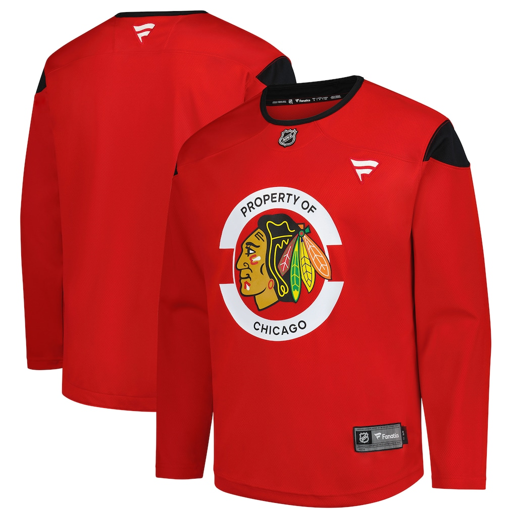 Men's Chicago Blackhawks Fanatics Red Practice Blank Jersey