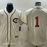 Men's Chicago Cubs Kosuke Fukudome #1 Cream Player Name Jersey1
