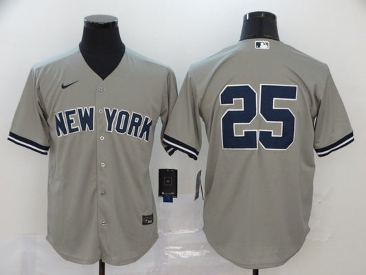 Men's New York Yankees Jason Giambi #25 Gray Replica Player Name Jersey1