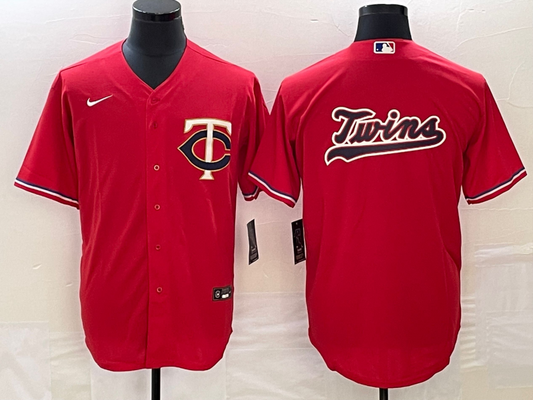 Men's Minnesota Twins Red Alternate Replica Team Logo Jersey1