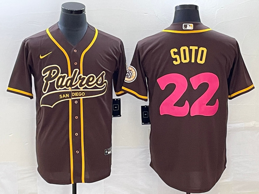 Men's San Diego Padres Juan Soto #22 Brown Replica Player Jersey1 Joint Edition