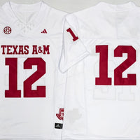Men's Texas A&M Aggies #12 White Player Blank Jersey
