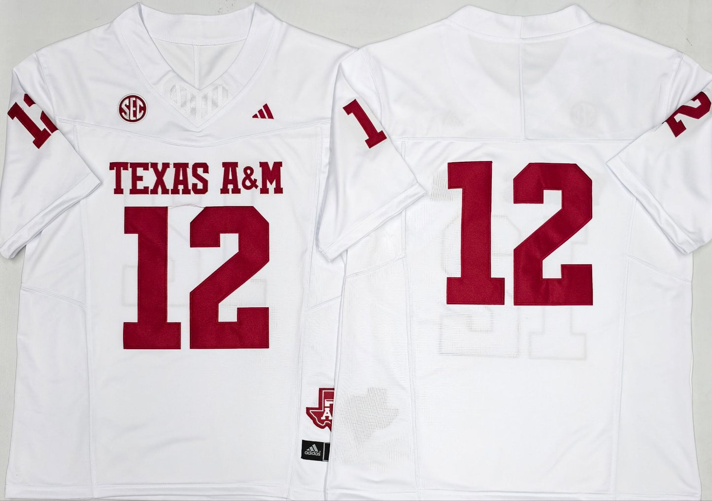 Men's Texas A&M Aggies #12 White Player Blank Jersey