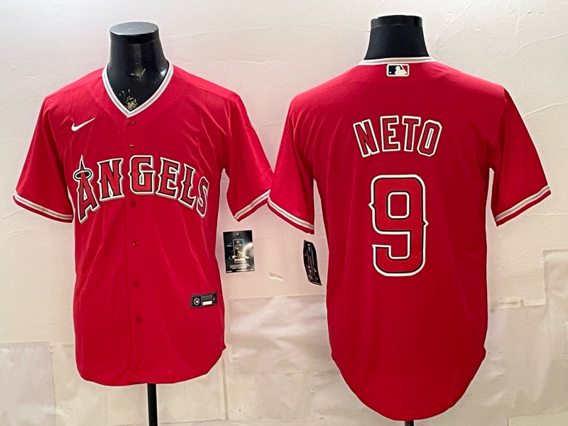 Men's Los Angeles Angels Zach Neto #9 Red Alternate Replica Jersey