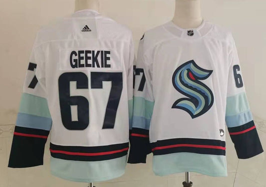 Men's Seattle Kraken Morgan Geekie #67 White Home Breakaway Player Jersey1