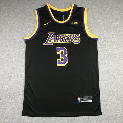 Men's Los Angeles Lakers Anthony Davis Black 2020/21 Swingman Player Jersey1