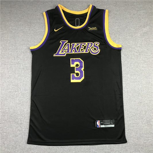 Men's Los Angeles Lakers Anthony Davis Black 2020/21 Swingman Player Jersey1