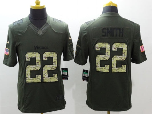 Men's Minnesota Vikings Harrison Smith #22 Army Green Game Jersey1