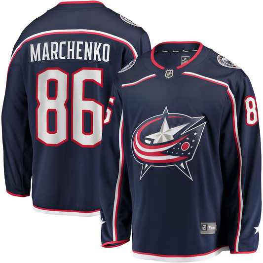 Men's Columbus Blue Jackets Kirill Marchenko #86 Navy Home Breakaway PLayer Jersey1