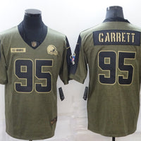 Men's Cleveland Browns Myles Garrett #95 Olive Game Player Jersey1