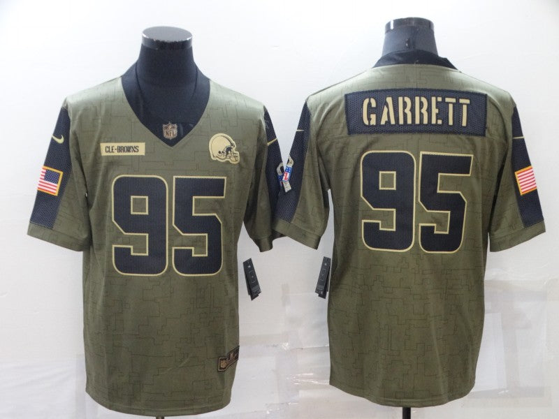 Men's Cleveland Browns Myles Garrett #95 Olive Game Player Jersey1