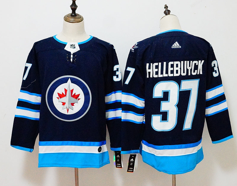 Men's Winnipeg Jets Connor Hellebuyck #37 Navy Home Breakaway Player Jersey1