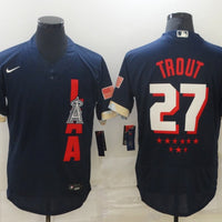 Men's Los Angeles Angels Mike Trout #27 ALL STAR Navy Jersey1