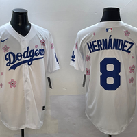Men's Los Angeles Dodgers Enrique Hernandez #8 White Alternate Replica Player Jersey1