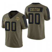 Custom1 Minnesota Vikings Olive 2021 Salute To Service Limited Football Jerseys