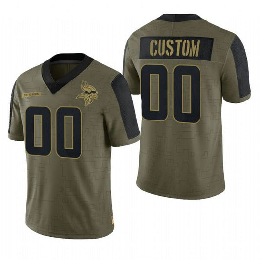 Custom1 Minnesota Vikings Olive 2021 Salute To Service Limited Football Jerseys