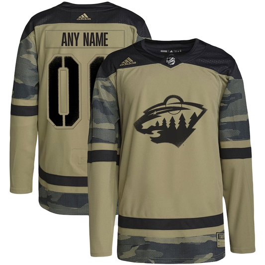 Men's Minnesota Wild Camo Military Appreciation Team Authentic Custom Practice Jersey1