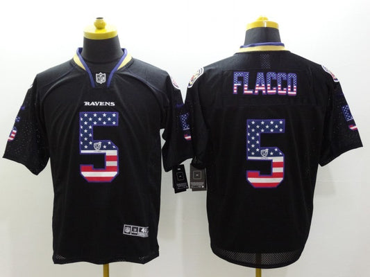 Men's Baltimore Ravens Joe Flacco #5 Black Game Player Jersey1