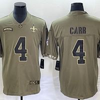 Men's New Orleans Saints Derek Carr #4 Olive 2022 Salute To Service Retired Player Limited Jersey1