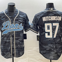 Men's Detroit Lions Aidan Hutchinson #97 Grey Camouflage Game Jersey1 Joint Edition