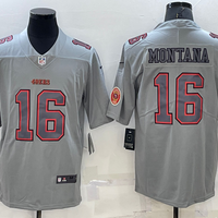 Men's San Francisco 49ers Joe Montana #16 Gray Atmosphere Game Jersey1