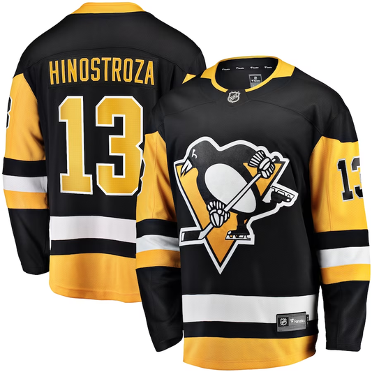 Men's Pittsburgh Penguins Vinnie Hinostroza #13 Black Player Game Jersey1
