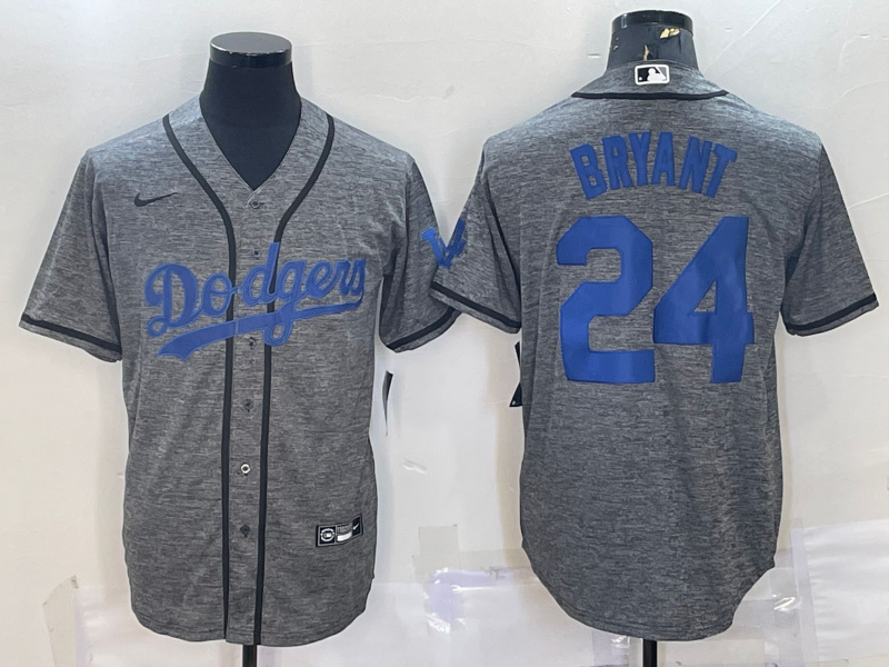 Men's Los Angeles Dodgers Kris Bryant Gray Replica Baseball Jersey1