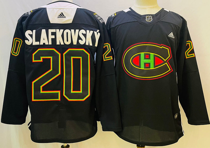 Men's Montreal Canadiens Juraj Slafkosky #20 Black Player Jersey1