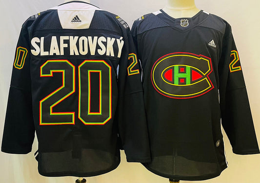 Men's Montreal Canadiens Juraj Slafkosky #20 Black Player Jersey1