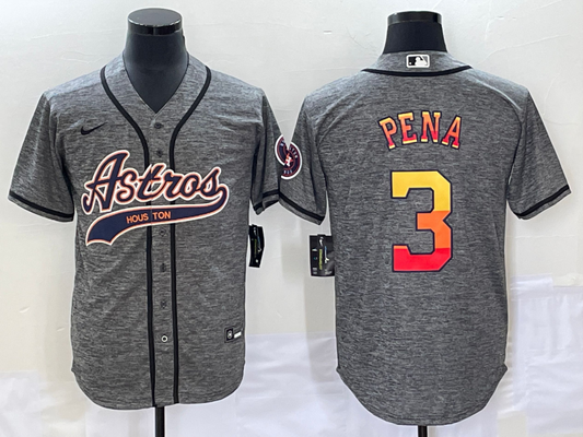 Men's Houston Astros Jeremy Pena #3 Gray Replica Player Jersey1 Joint Edition
