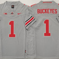 Men's Ohio State Buckeyes #1 Gray Player Jersey