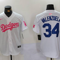 Men's Los Angeles Dodgers Fernando Valenzuela #34 White Limited Game Player Jersey1