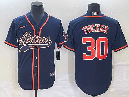 Men's Houston Astros Kyle Tucker #30 Navy Replica Jersey1 Joint Edition