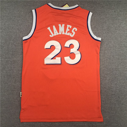 Men's Cleveland Cavaliers LeBron James Orange Hardwood Classics Swingman Jersey1