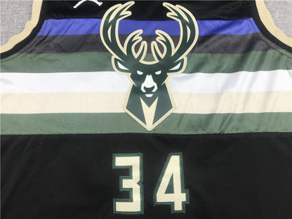 Men's Milwaukee Bucks Giannis Antetokounmpo #34 Black Replica Player Jersey1