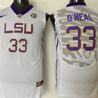 Men's LSU Tigers Shaquille O'Neal #33 White Player Game Jersey