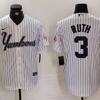 Men's New York Yankees Babe Ruth White Replica Player Jersey1