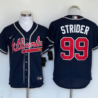 Men's Atlanta Braves Spencer Strider #99 Navy Alternate Replica Player Jersey1