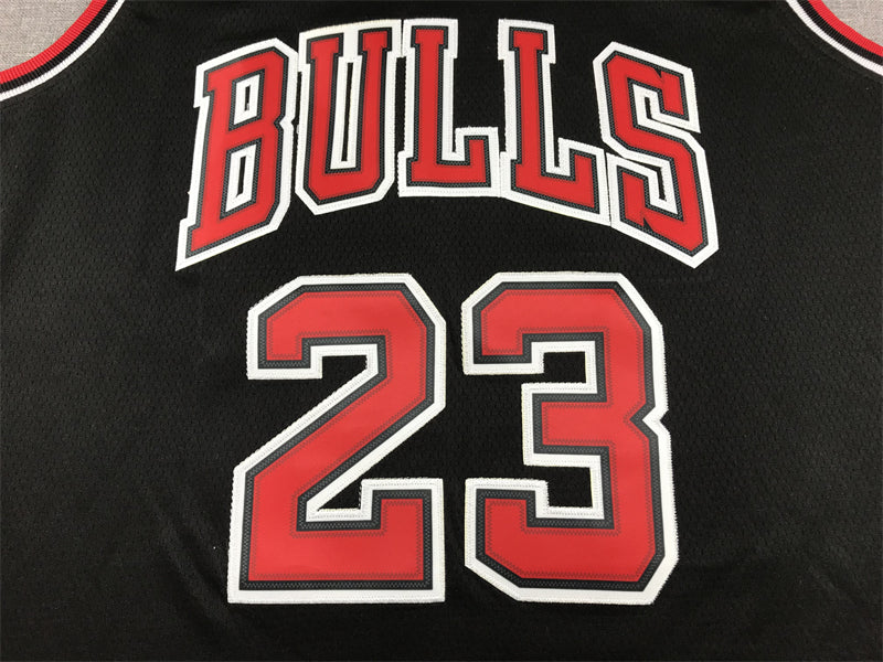 Men's Chicago Bulls Michael Jordan #23 Black Authentic Player Jersey1