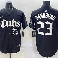 Men's Chicago Cubs Ryne Sandberg #23 Black Replica Player Jersey