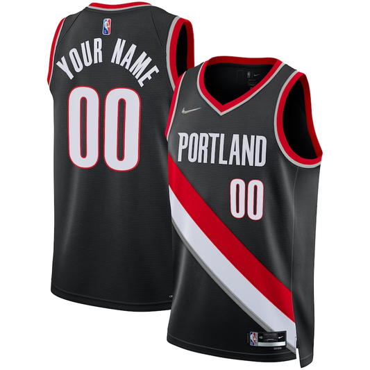 Men's Portland Trail Blazers Black 2021/22 Diamond Swingman Custom Jersey1 - Icon Edition