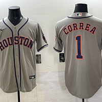 Men's Houston Astros Carlos Correa #1 Gray Replica Player Jersey