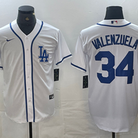 Men's Los Angeles Dodgers Fernando Valenzuela #34 White Limited Player Jersey1