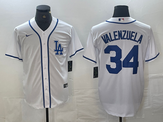 Men's Los Angeles Dodgers Fernando Valenzuela #34 White Limited Player Jersey1