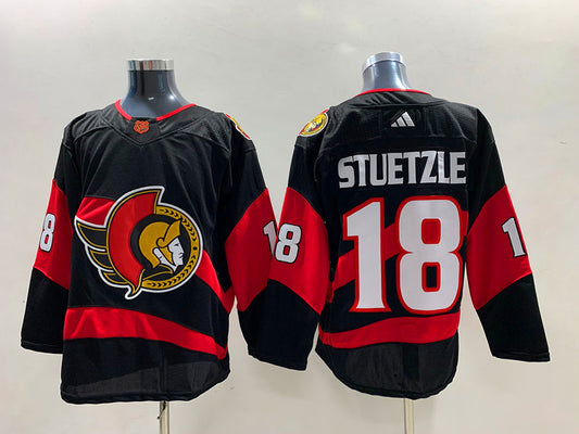 Men's Ottawa Senators Tim Stutzle #18 Black Player Game Jersey1