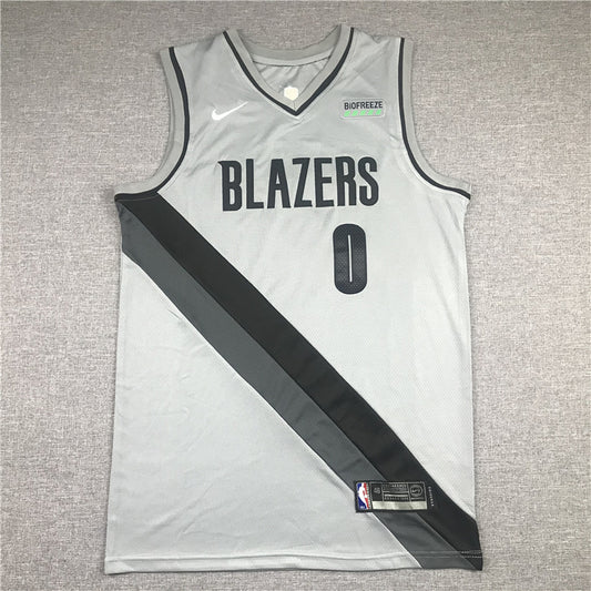 Men's Portland Trail Blazers Damian Lillard #0 NBA Gray Swingman Jersey1