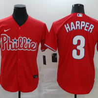 Men's Philadelphia Phillies #3 Bryce Harper Majestic Red Jersey1