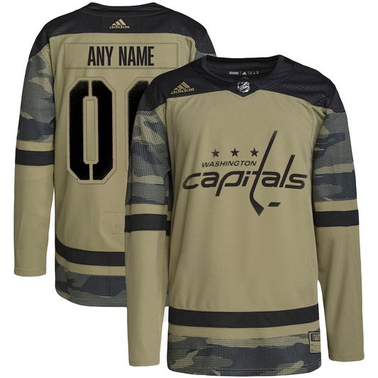 Men's Washington Capitals Camo Military Appreciation Team Authentic Custom Practice Jersey1